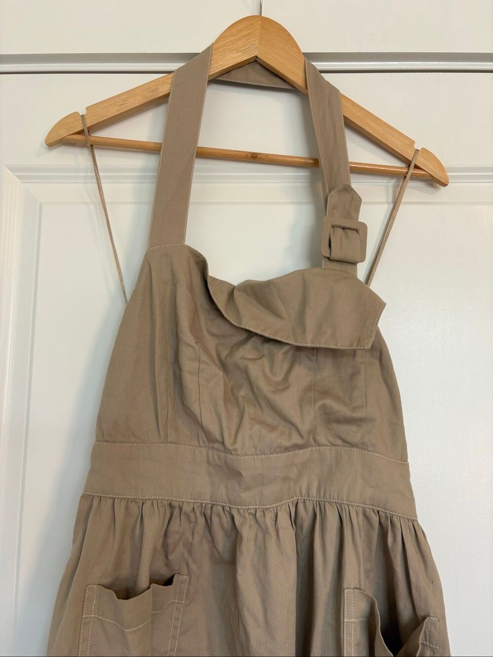 NWOT Anthropologie Porridge Halter Utility Midi Dress In Neutral Size Small - Picture 9 of 11